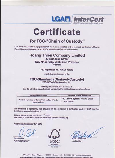FSC CoC Certificate